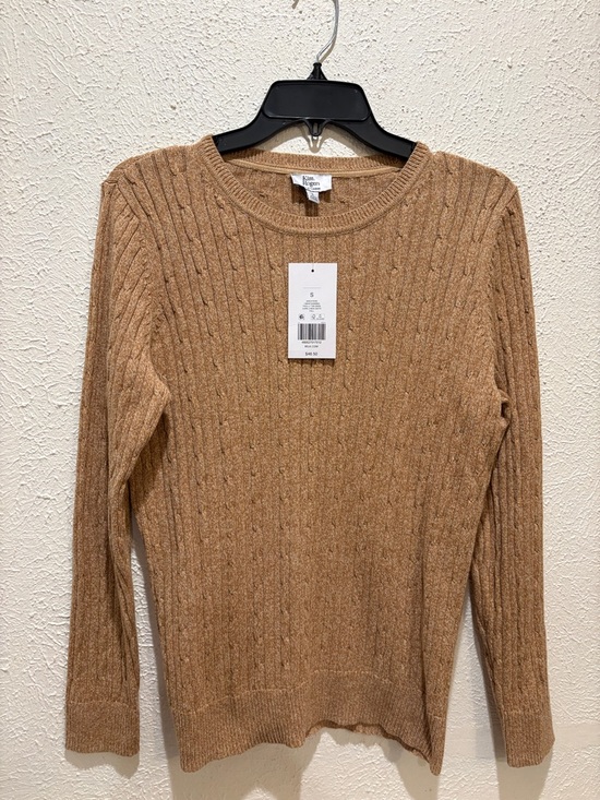Kim Rogers Sweaters - Kim Rogers Camel Cable Crewneck Sweater